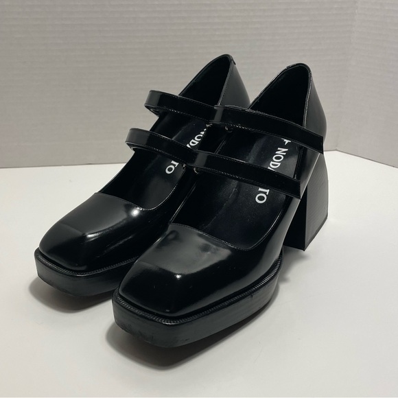 NODALETO Bulla Babies Mary Jane Platform Heels | Black Gloss Leather | EU 38 - Picture 5 of 11